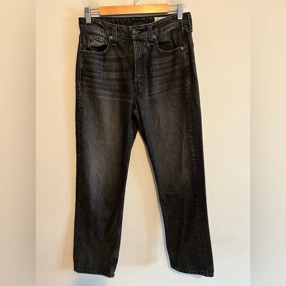 Rag And Bone Black Factory Faded Maya High Rise Slim Button Up Jeans Size 27